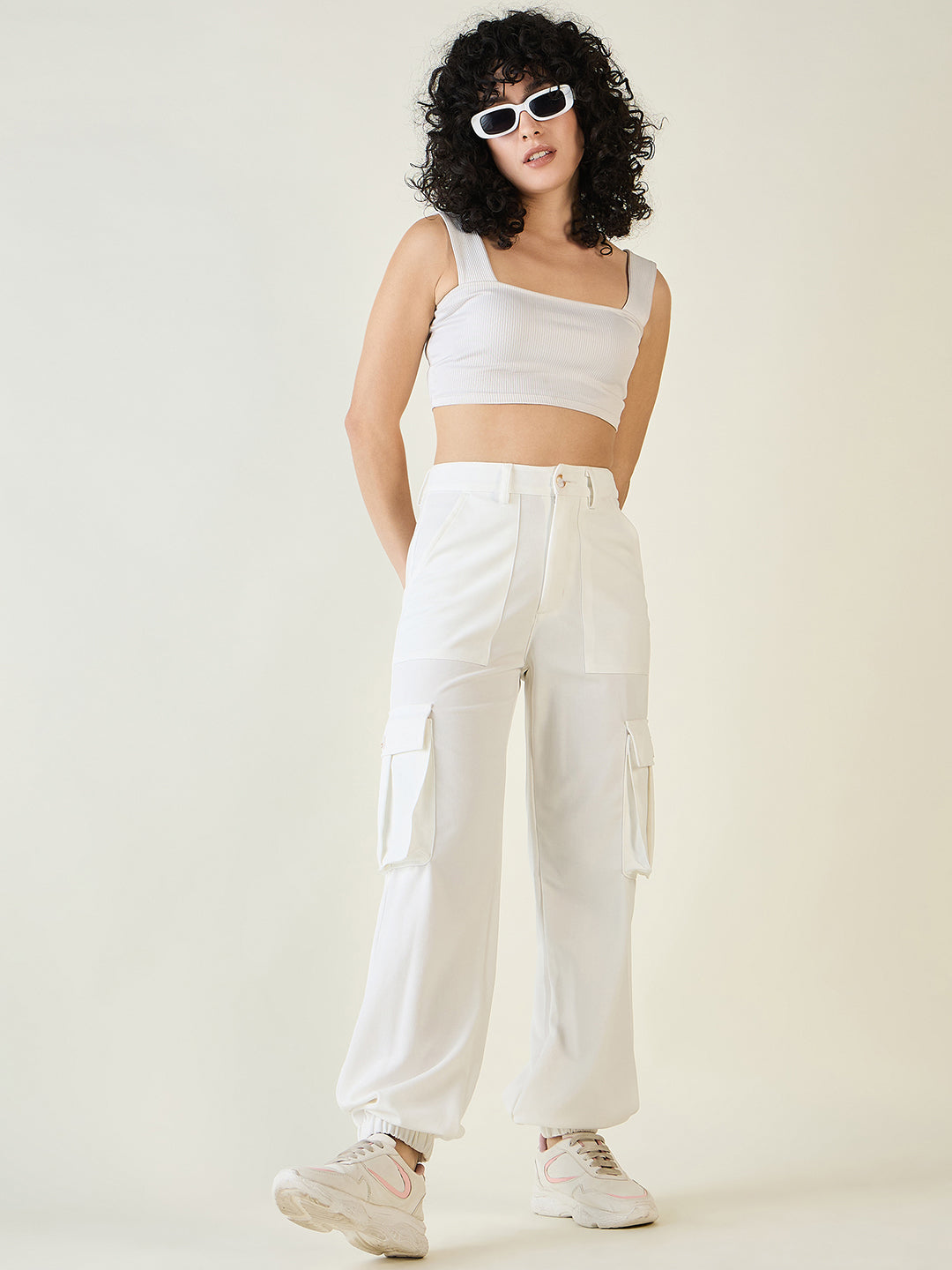 Cargo Joggers with Elastic Cuffs and Pleats