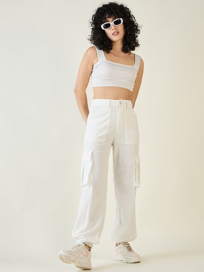 Cargo Joggers with Elastic Cuffs and Pleats