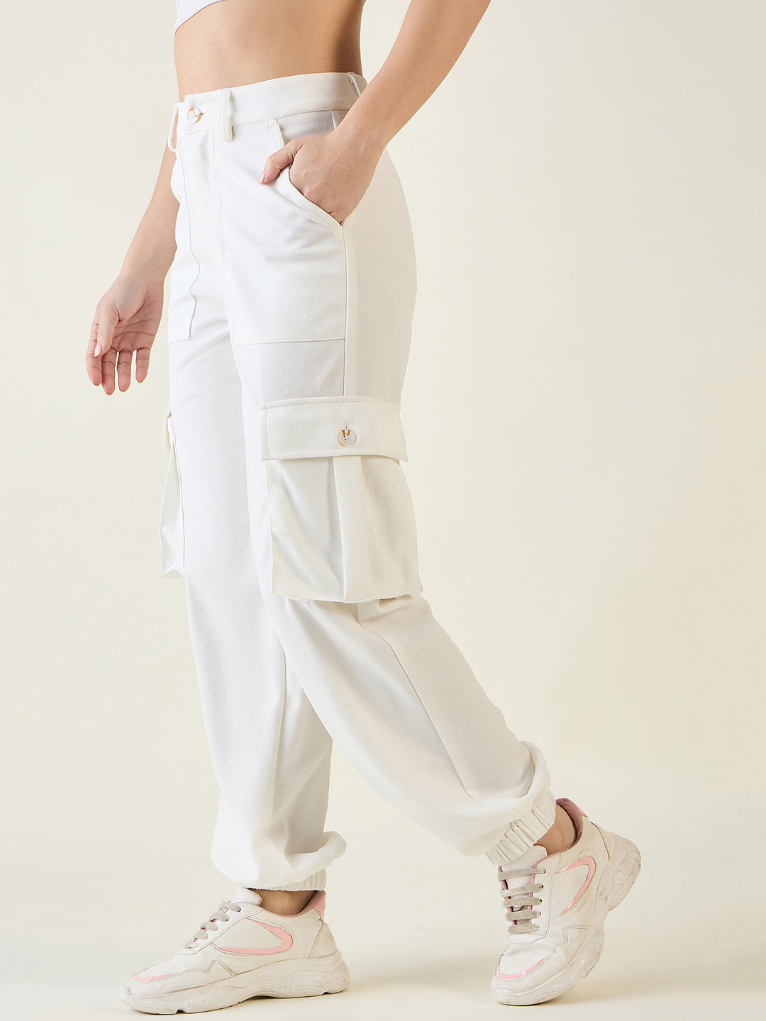 Cargo Joggers with Elastic Cuffs and Pleats
