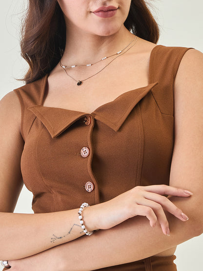 Collared Crop Top and Skirt Co-ord Set