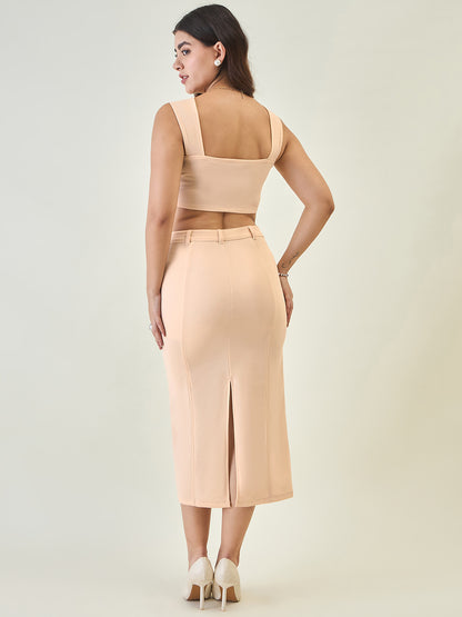 Collared Crop Top and Skirt Co-ord Set