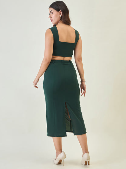 Collared Crop Top and Skirt Co-ord Set