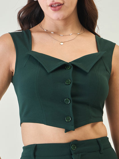 Collared Crop Top and Skirt Co-ord Set