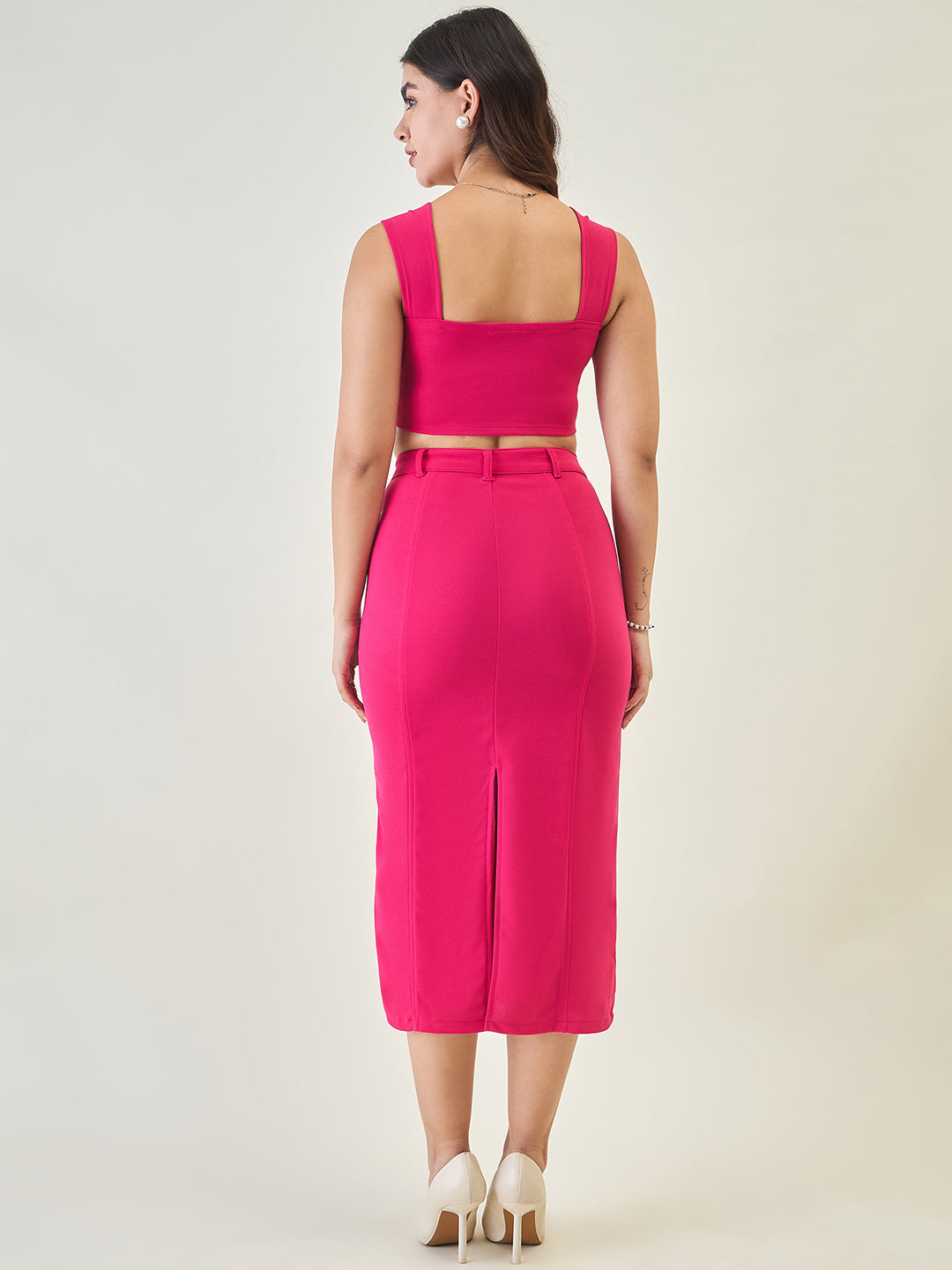 Collared Crop Top and Skirt Co-ord Set