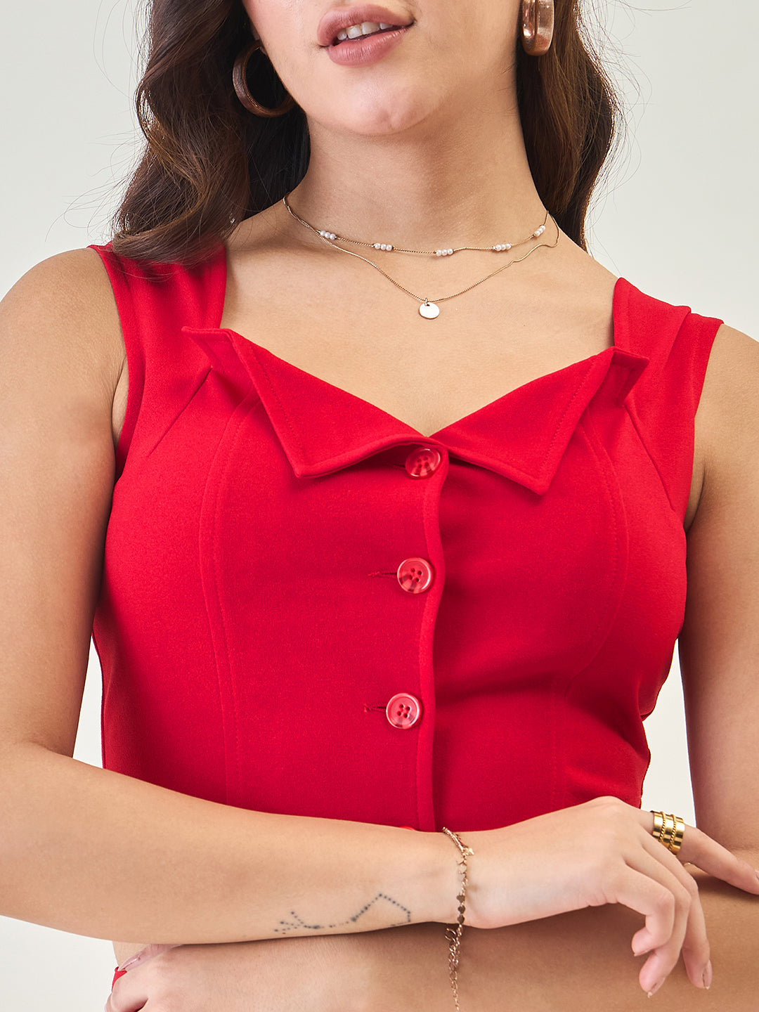 Collared Crop Top and Skirt Co-ord Set