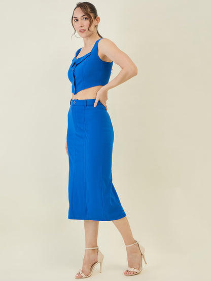 Collared Crop Top and Skirt Co-ord Set