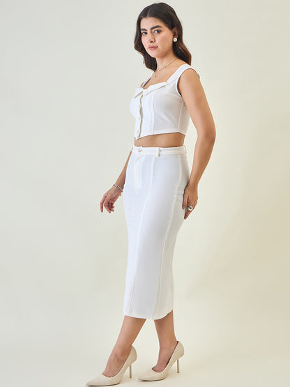 Collared Crop Top and Skirt Co-ord Set