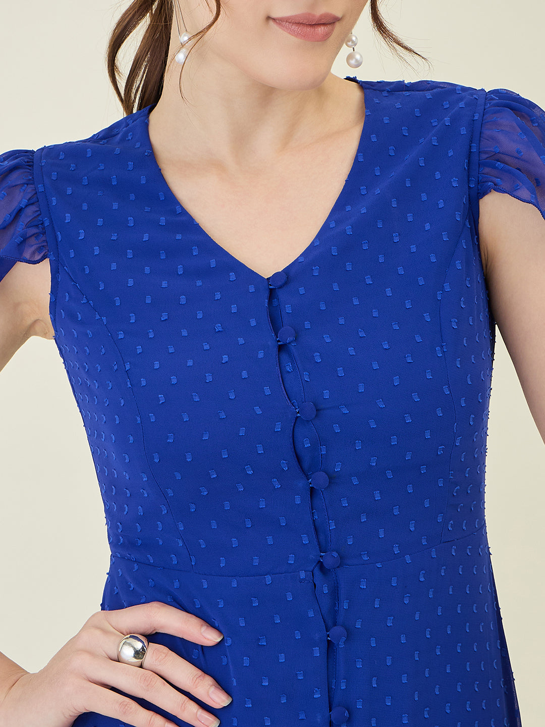 Dobby Mesh Tiered Maxi Dress with Cape Sleeves