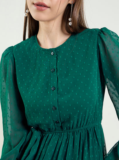 Dobby Mesh Tiered Maxi Dress with Tie-Waist