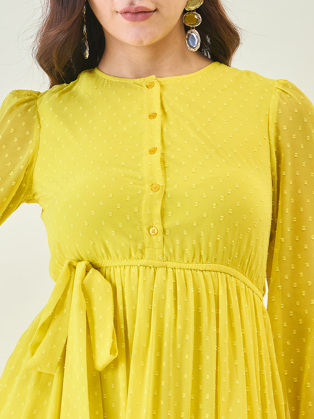 Dobby Mesh Tiered Maxi Dress with Tie-Waist