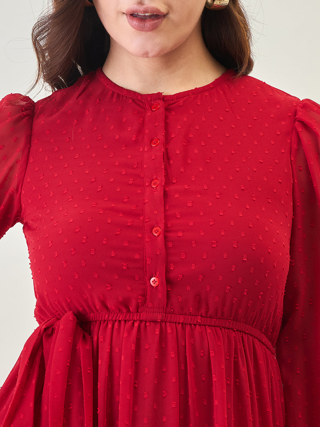 Dobby Mesh Tiered Maxi Dress with Tie-Waist