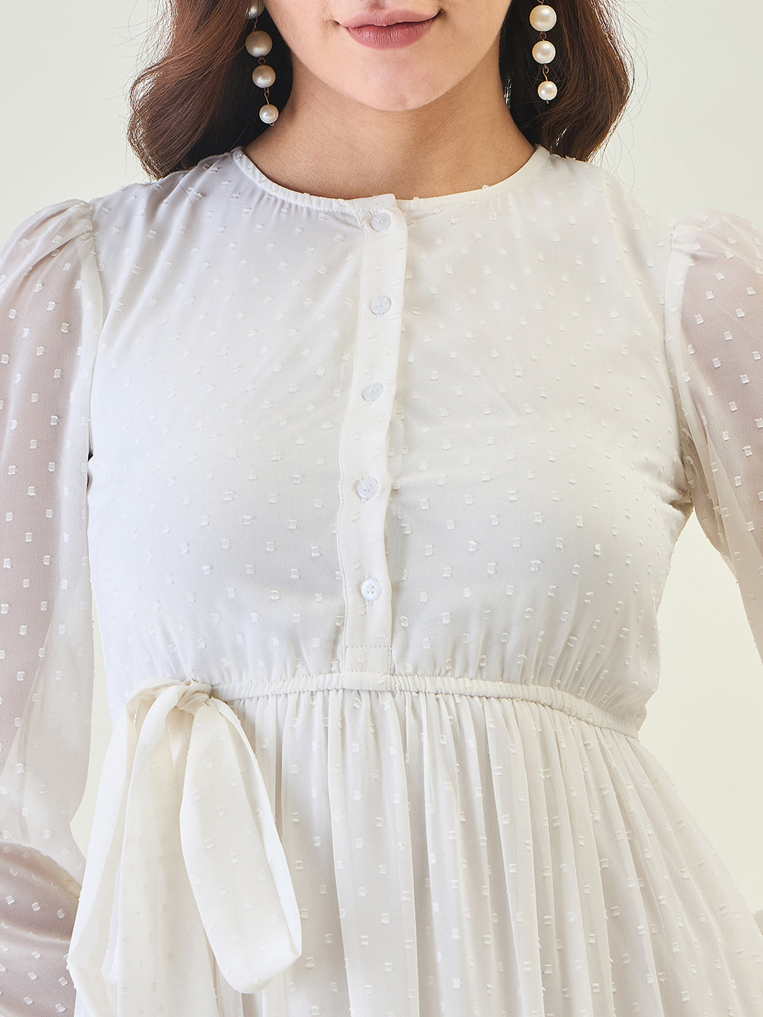 Dobby Mesh Tiered Maxi Dress with Tie-Waist