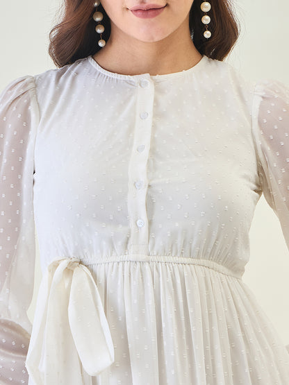 Dobby Mesh Tiered Maxi Dress with Tie-Waist