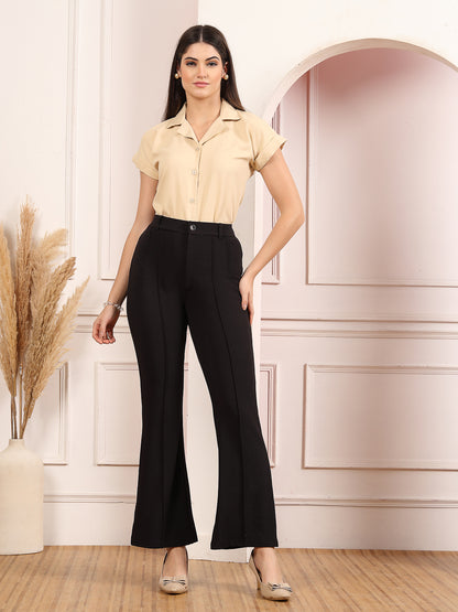 Flared High-Rise Luxe Trousers