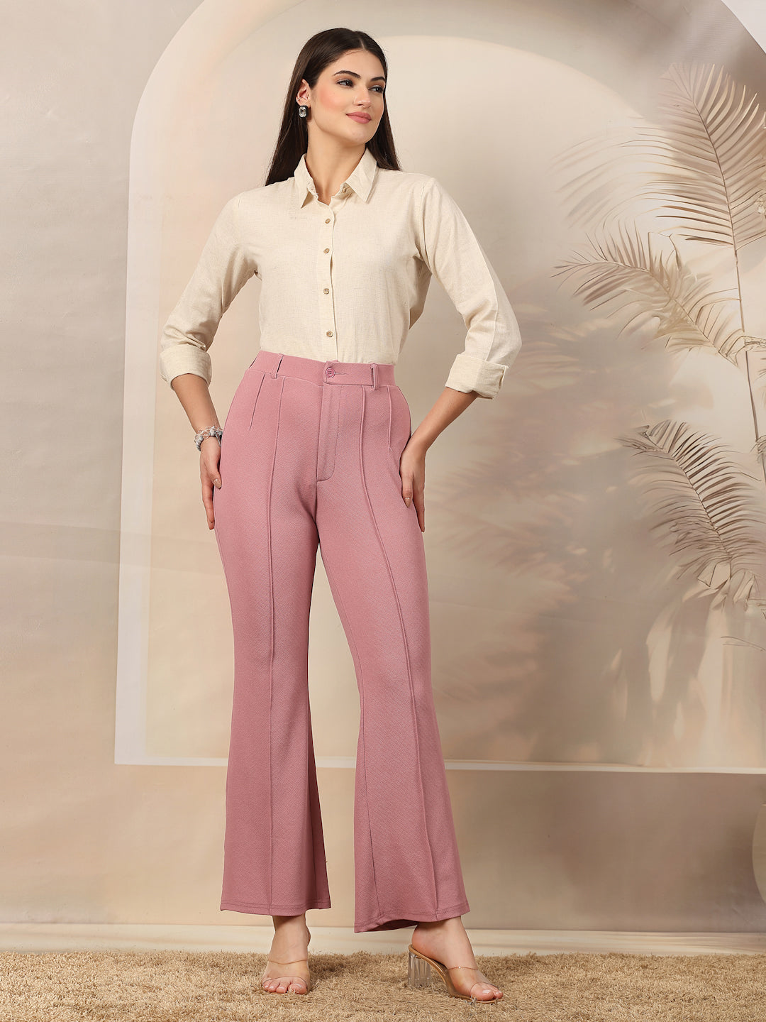 Flared High-Rise Luxe Trousers