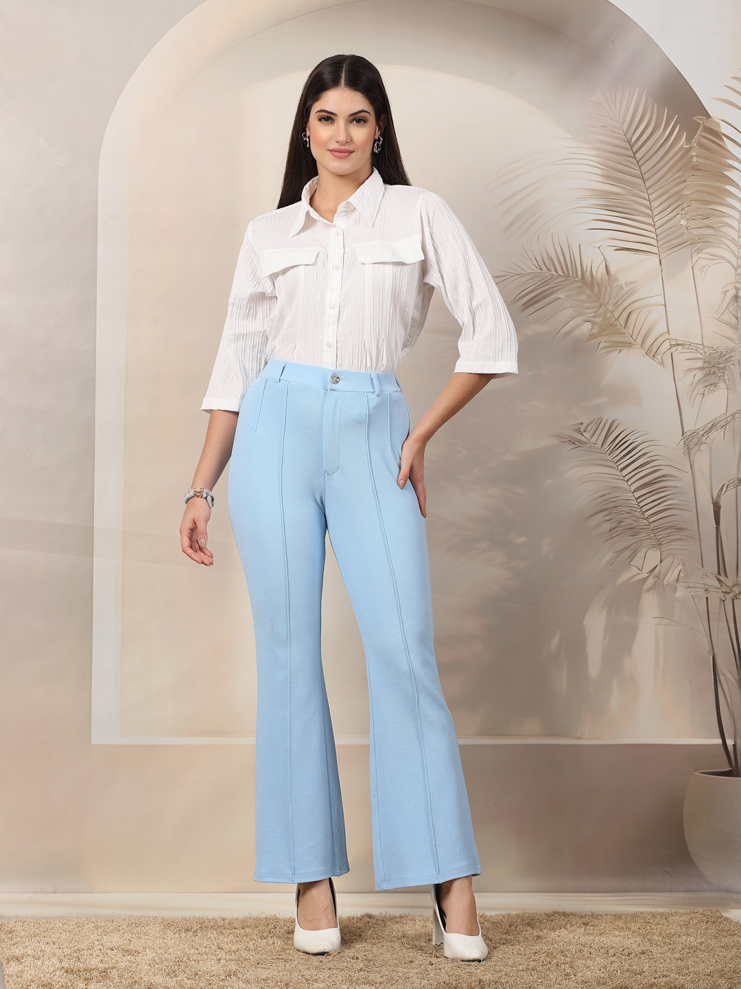 Flared High-Rise Luxe Trousers