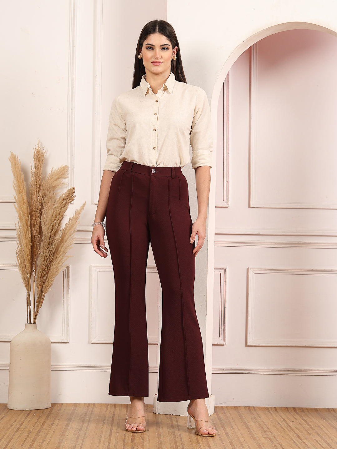 Flared High-Rise Luxe Trousers