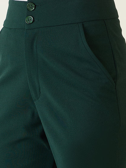 Flared Trousers with Exposed Button Waist
