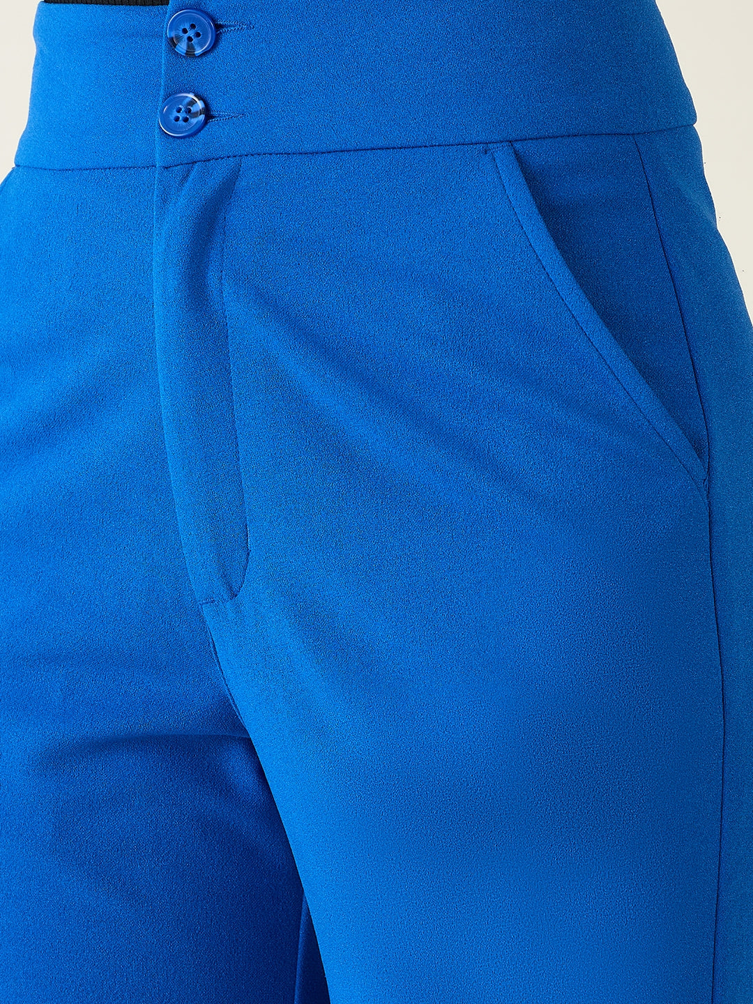 Flared Trousers with Exposed Button Waist