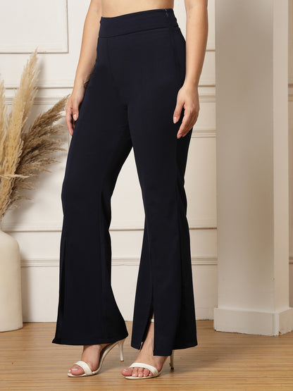 Flared Trousers with Front Ankle Slits