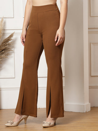 Flared Trousers with Front Ankle Slits