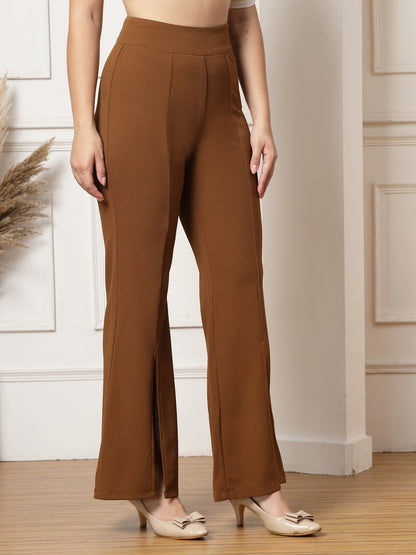 Flared Trousers with Front Ankle Slits