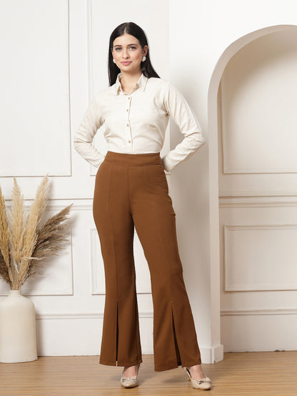 Flared Trousers with Front Ankle Slits