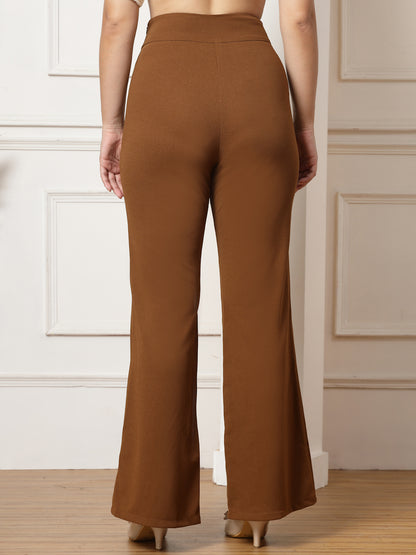 Flared Trousers with Front Ankle Slits