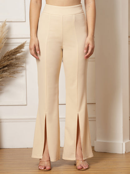 Flared Trousers with Front Ankle Slits