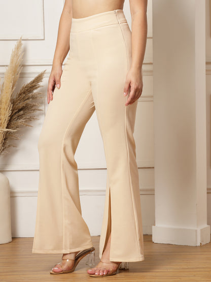 Flared Trousers with Front Ankle Slits