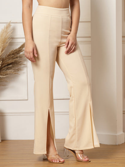 Flared Trousers with Front Ankle Slits