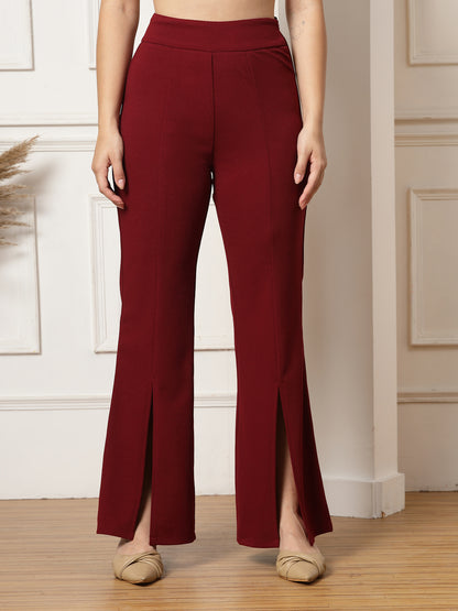 Flared Trousers with Front Ankle Slits