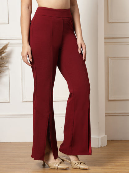 Flared Trousers with Front Ankle Slits