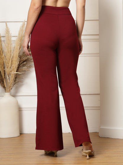 Flared Trousers with Front Ankle Slits