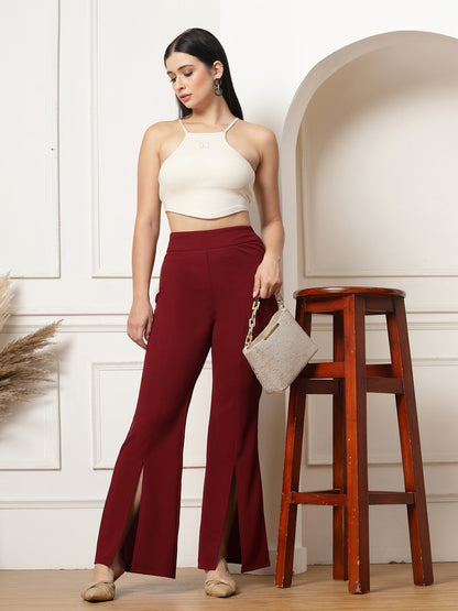 Flared Trousers with Front Ankle Slits