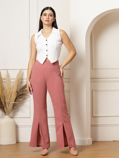 Flared Trousers with Front Ankle Slits