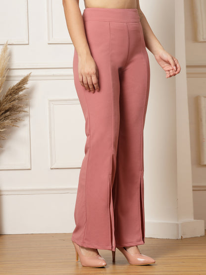Flared Trousers with Front Ankle Slits