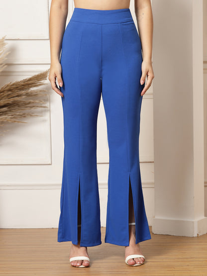 Flared Trousers with Front Ankle Slits
