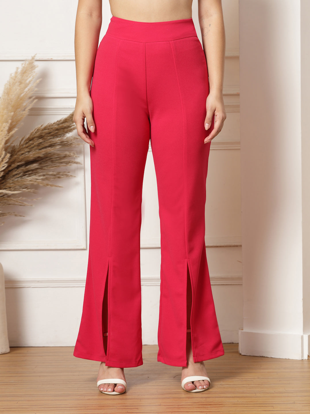 Flared Trousers with Front Ankle Slits
