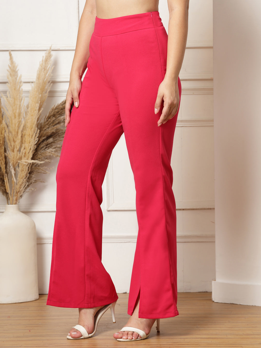 Flared Trousers with Front Ankle Slits