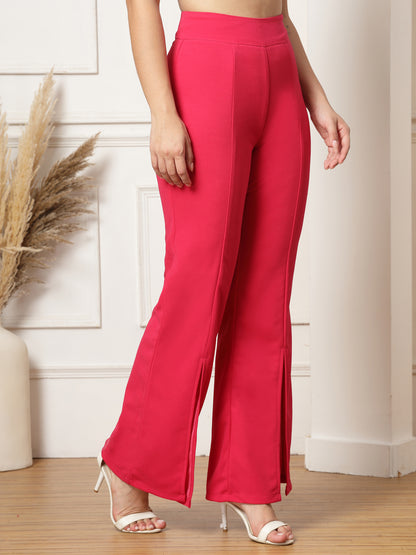 Flared Trousers with Front Ankle Slits