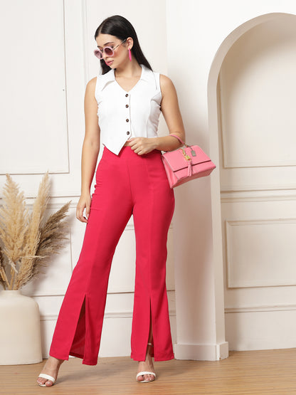 Flared Trousers with Front Ankle Slits