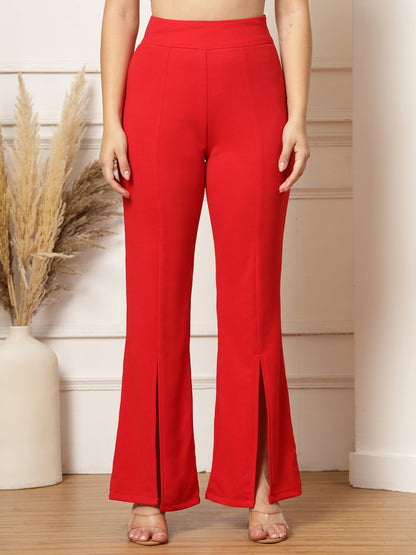 Flared Trousers with Front Ankle Slits