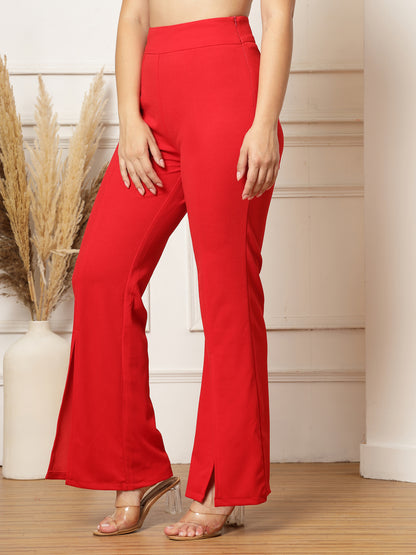 Flared Trousers with Front Ankle Slits