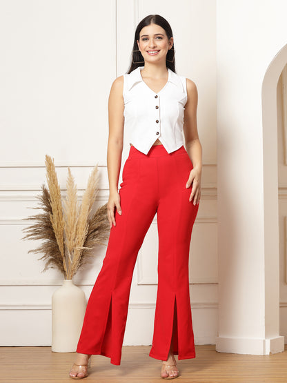 Flared Trousers with Front Ankle Slits