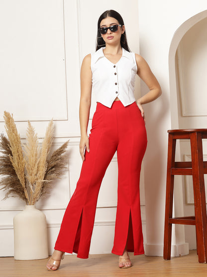 Flared Trousers with Front Ankle Slits