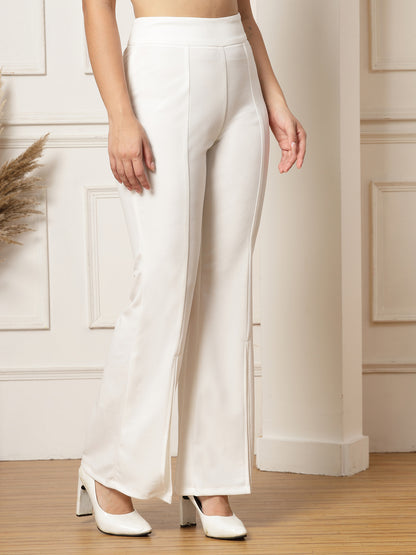 Flared Trousers with Front Ankle Slits
