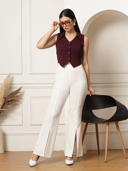 Flared Trousers with Front Ankle Slits