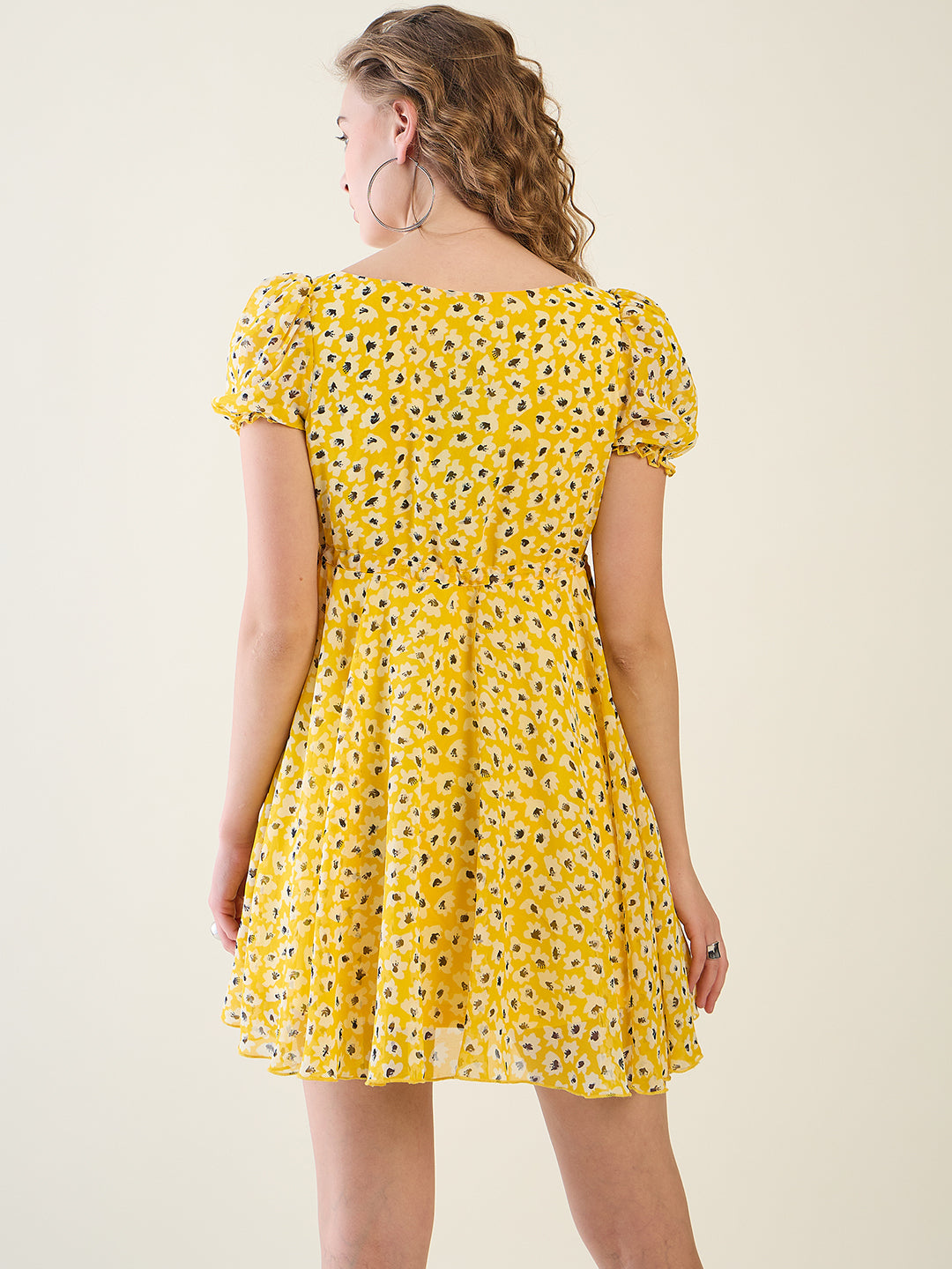 Floral Print Puff Sleeve Mini Dress