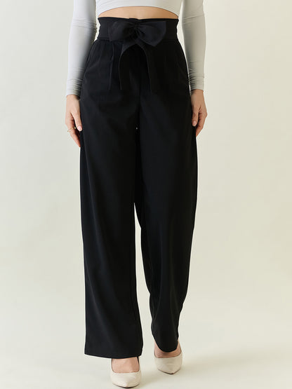 Flowing Tie-Waist Palazzo Trousers